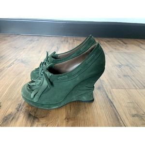 Bottega Veneta Green Suede Wedges